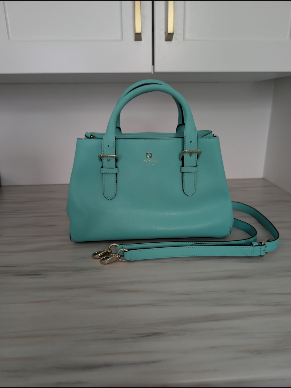 kate spade Aqua Leather Satchel with Removable Strap